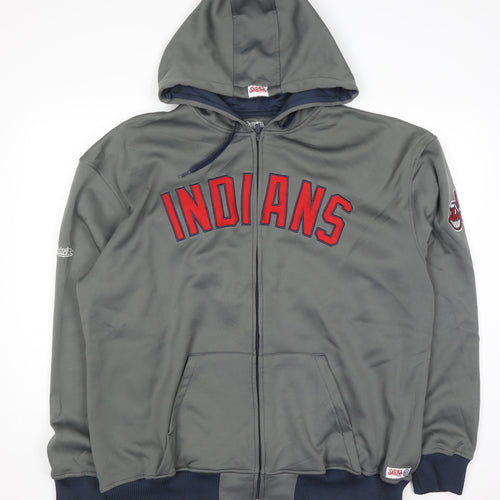 Stitches Men’s Grey Full Zip Hoodie XL Sports Baseball Logo