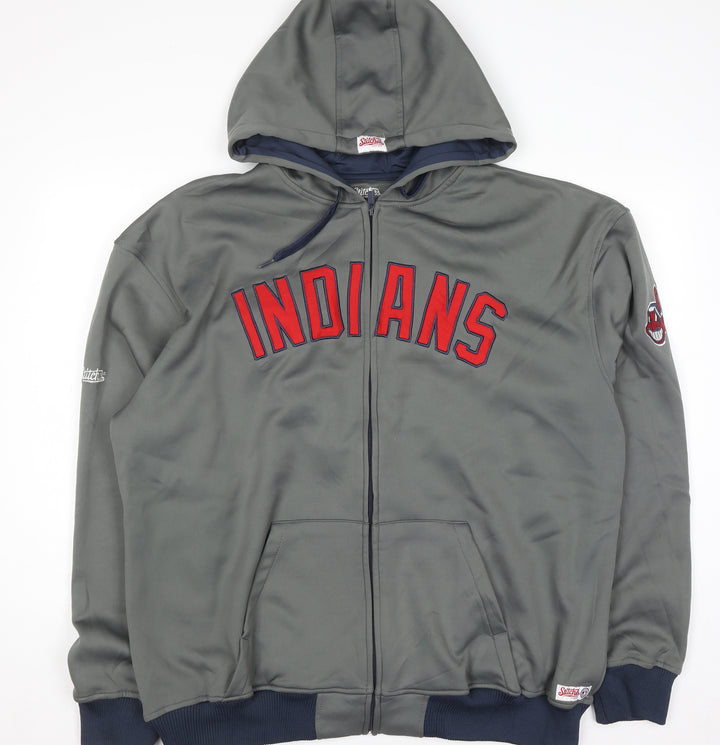 Stitches Men’s Grey Full Zip Hoodie XL Sports Baseball Logo