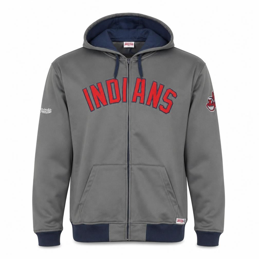 Stitches Men’s Grey Full Zip Hoodie XL Sports Baseball Logo