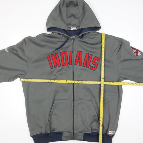 Stitches Men’s Grey Full Zip Hoodie XL Sports Baseball Logo