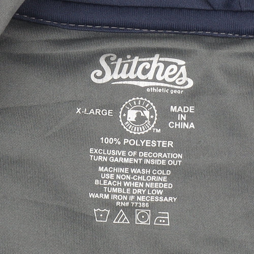 Stitches Men’s Grey Full Zip Hoodie XL Sports Baseball Logo