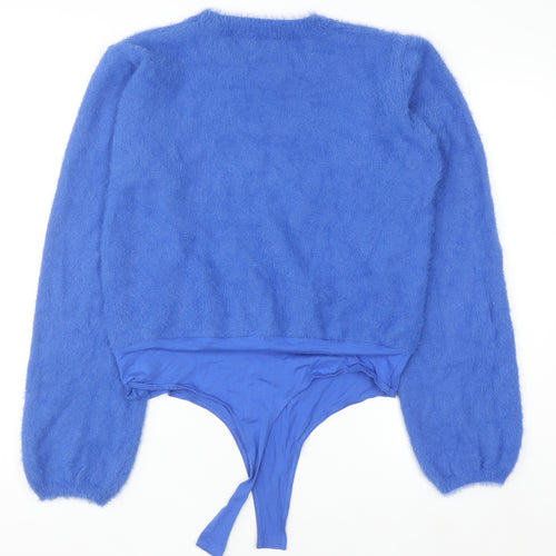 In The Style Women’s Blue Size 14 Crew Neck Fuzzy Long Sleeve Jumper Bodysuit