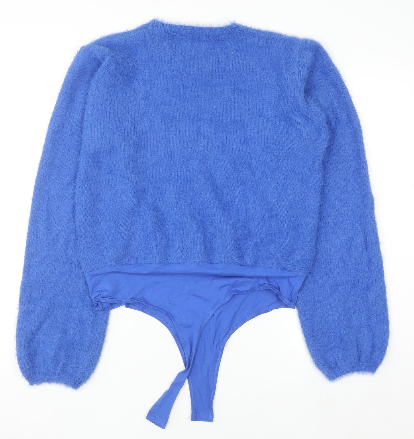 In The Style Women’s Blue Size 14 Crew Neck Fuzzy Long Sleeve Jumper Bodysuit