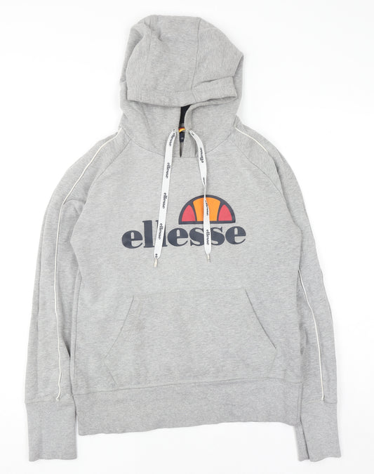 Ellesse Womens Grey Hoodie Size 10 Pullover Logo Sweatshirt