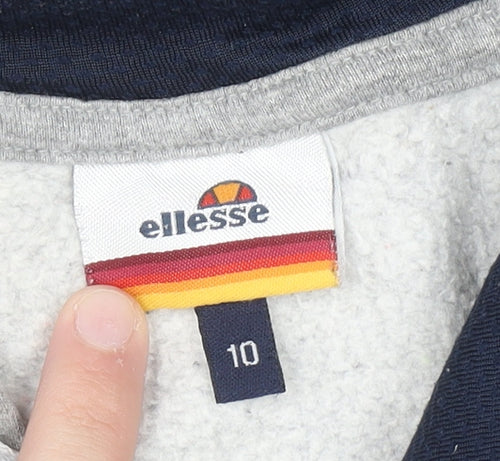 Ellesse Womens Grey Hoodie Size 10 Pullover Logo Sweatshirt