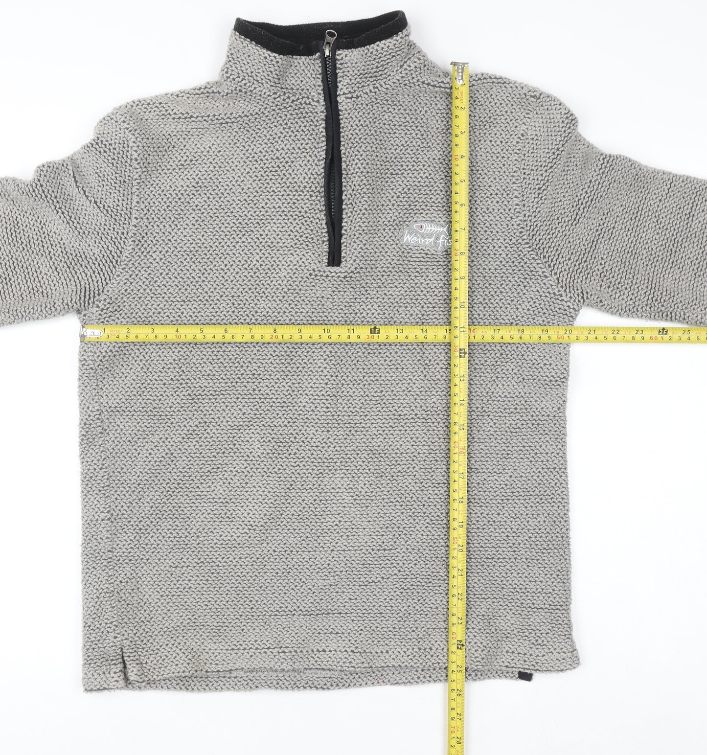 Weird Fish Men's Grey 1/2 Zip Knit Sweatshirt Size S