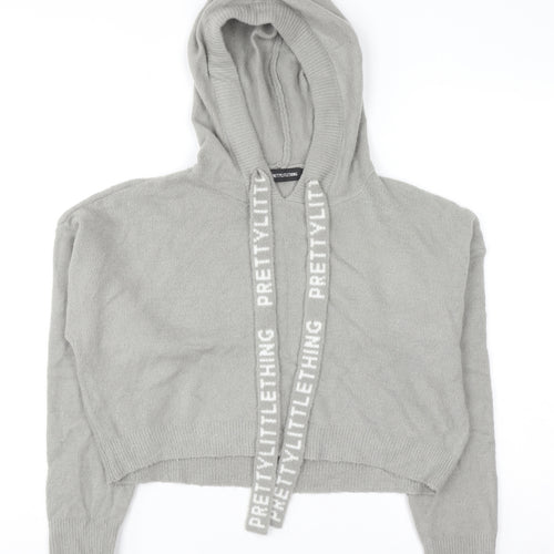 PrettyLittleThing Womens Grey Small Knit Pullover Hoodie