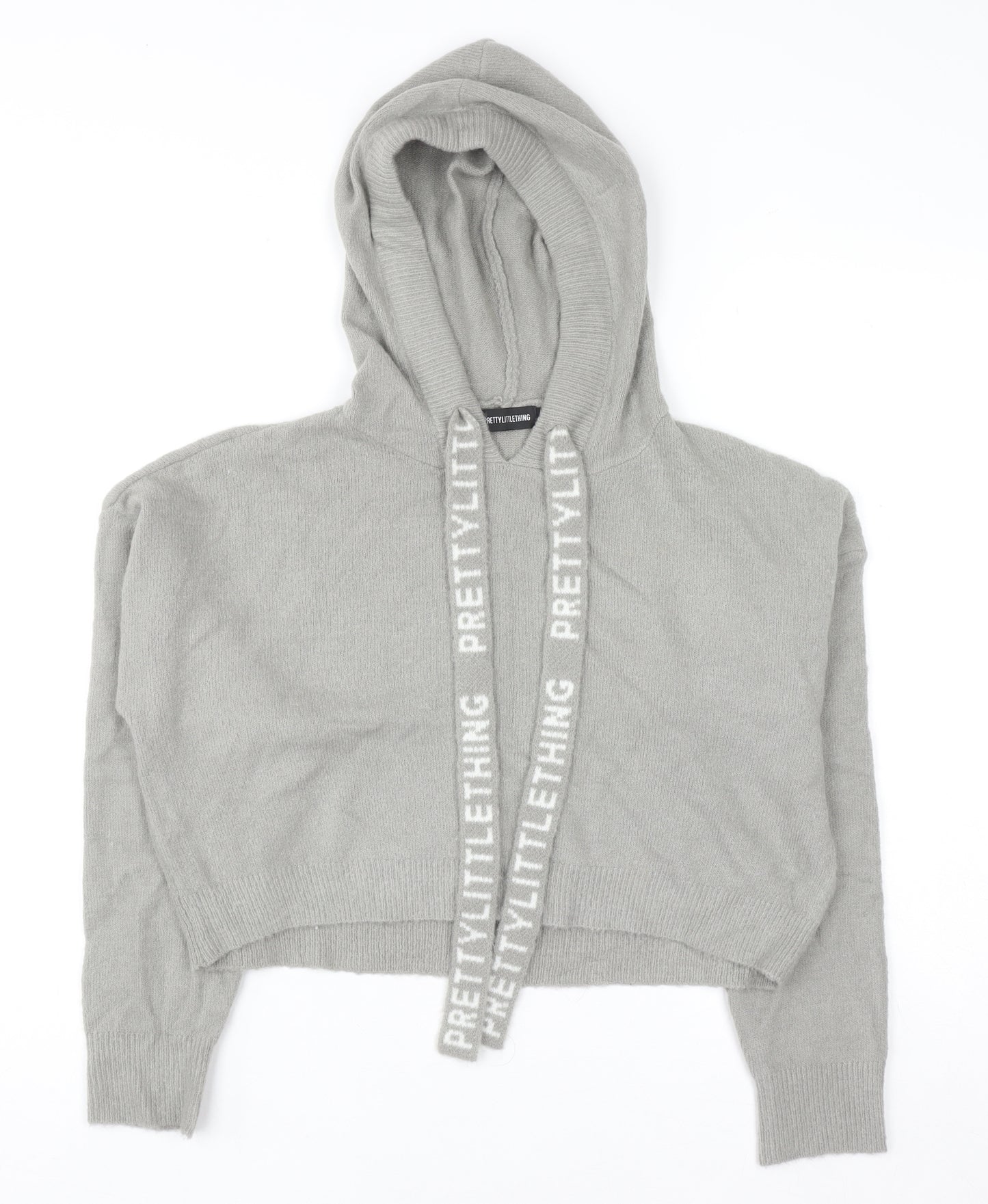 PrettyLittleThing Womens Grey Small Knit Pullover Hoodie