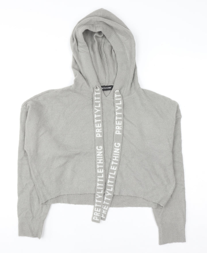 PrettyLittleThing Womens Grey Small Knit Pullover Hoodie