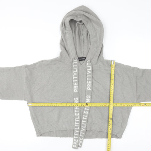 PrettyLittleThing Womens Grey Small Knit Pullover Hoodie
