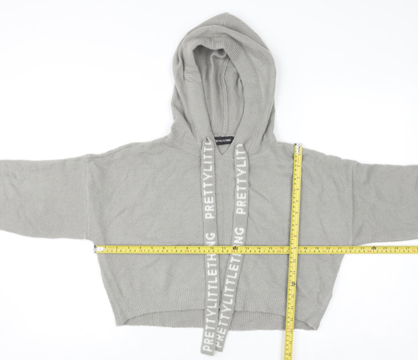 PrettyLittleThing Womens Grey Small Knit Pullover Hoodie