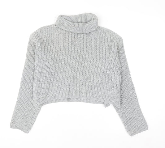 Missguided Women’s Grey Roll Neck Chunky Knit Jumper Size S