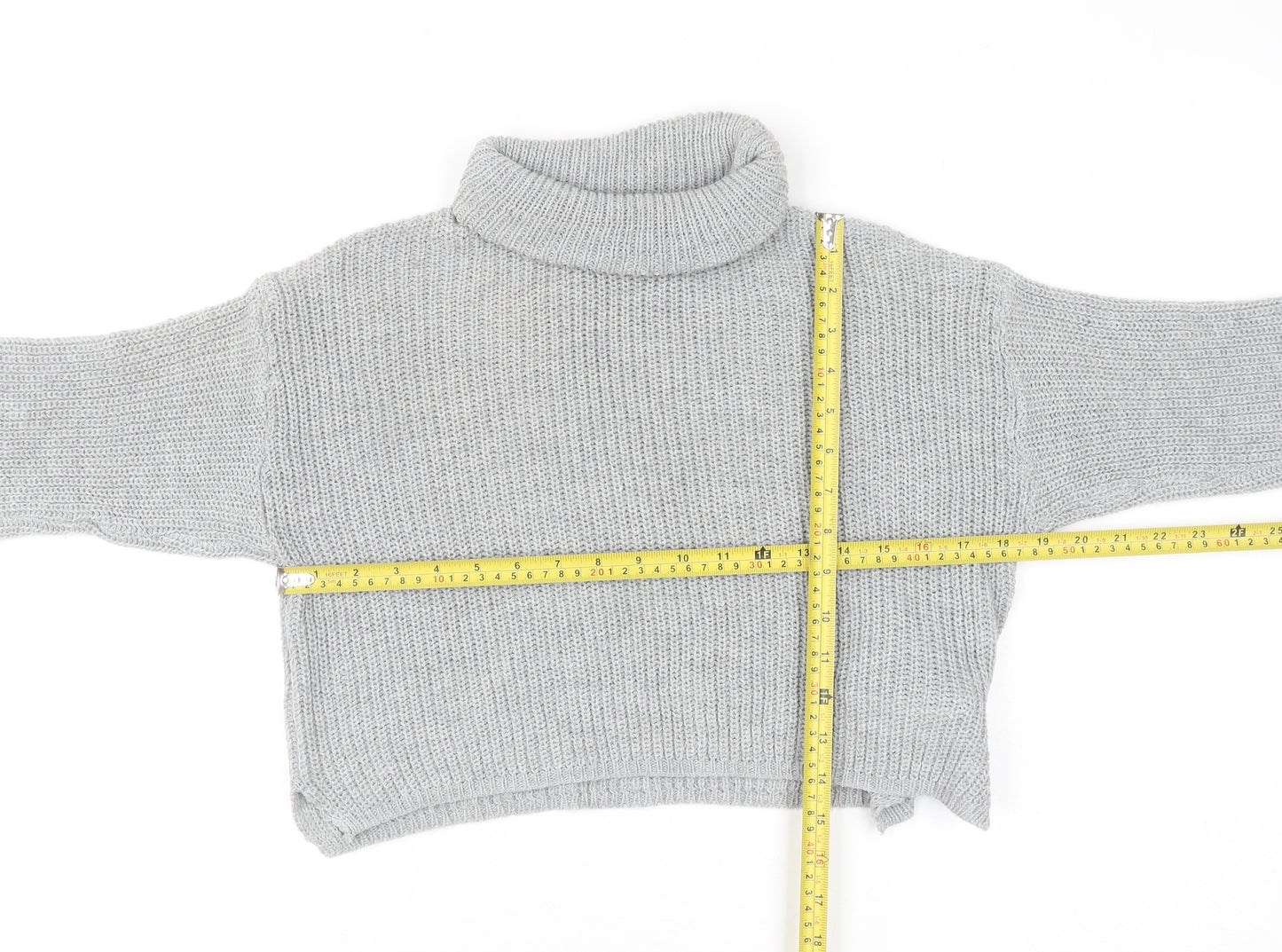 Missguided Women’s Grey Roll Neck Chunky Knit Jumper Size S