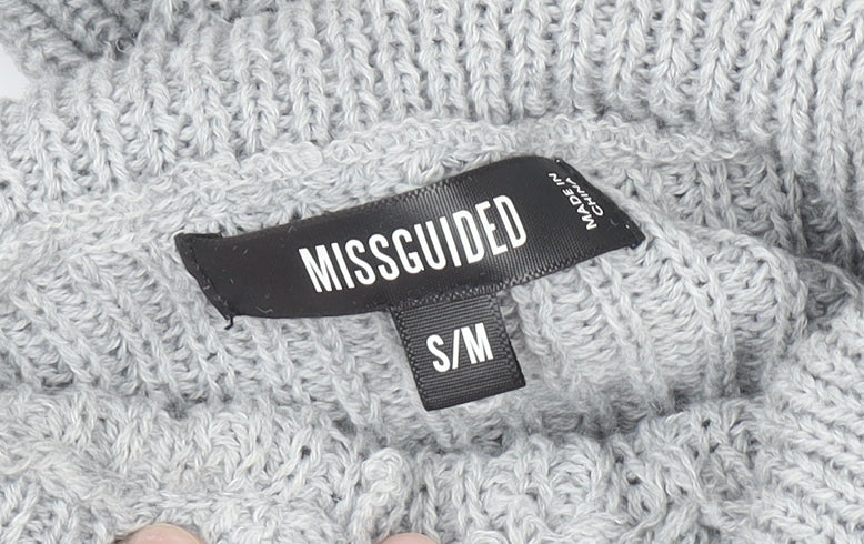 Missguided Women’s Grey Roll Neck Chunky Knit Jumper Size S