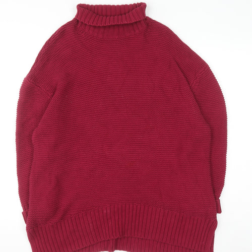 French Connection Women's Red Roll Neck Cotton Jumper Size M