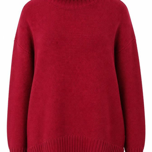 French Connection Women's Red Roll Neck Cotton Jumper Size M