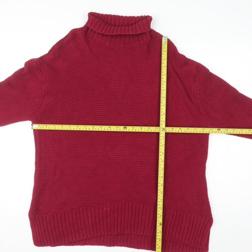French Connection Women's Red Roll Neck Cotton Jumper Size M