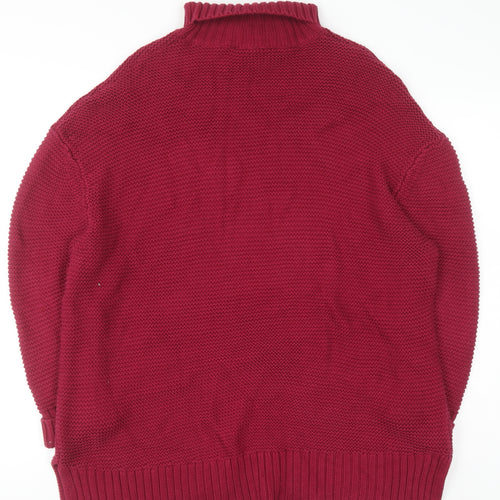 French Connection Women's Red Roll Neck Cotton Jumper Size M