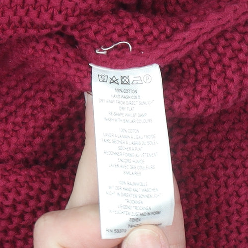 French Connection Women's Red Roll Neck Cotton Jumper Size M