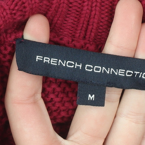French Connection Women's Red Roll Neck Cotton Jumper Size M