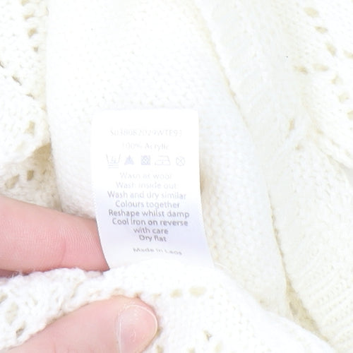 Bm Women Ivory Open-Knit Acrylic Cardigan Size L