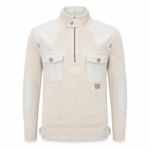 Duck and Cover Men's Beige 1/4 Zip Cotton Jumper Size S