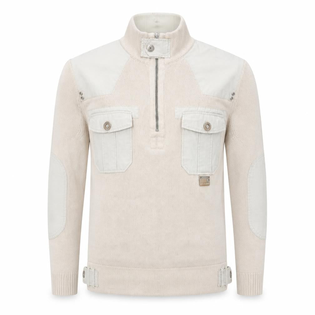 Duck and Cover Men's Beige 1/4 Zip Cotton Jumper Size S