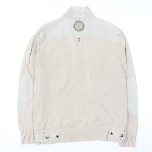 Duck and Cover Men's Beige 1/4 Zip Cotton Jumper Size S