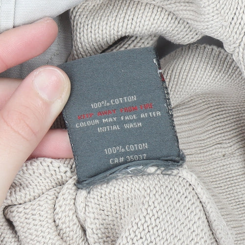 Duck and Cover Men's Beige 1/4 Zip Cotton Jumper Size S