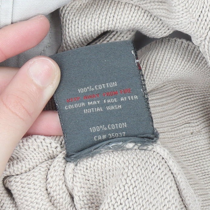 Duck and Cover Men's Beige 1/4 Zip Cotton Jumper Size S