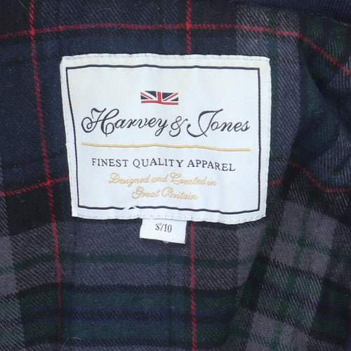 Harvey & Jones Womens Blue Parka Coat 8 Faux Fur Hood Lined Winter Jacket