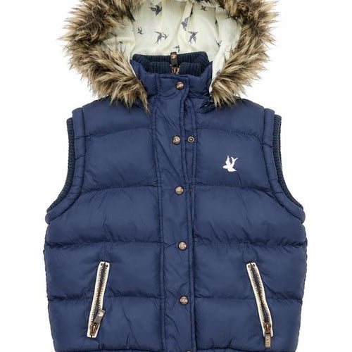 SoulCal & Co Women's Blue Faux Fur Hooded Puffer Gilet Size 12
