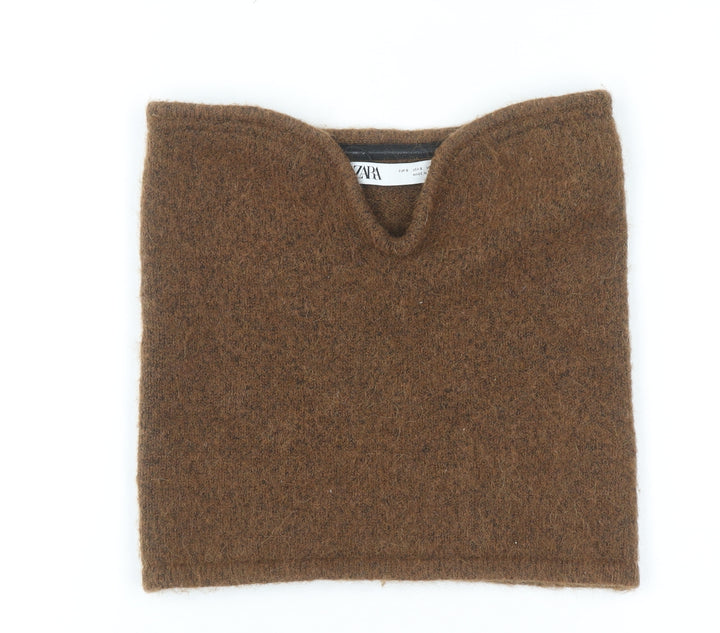 Zara Women Brown Knit Alpaca Blend Sleeveless V-Neck Camisole Top S