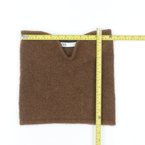 Zara Women Brown Knit Alpaca Blend Sleeveless V-Neck Camisole Top S