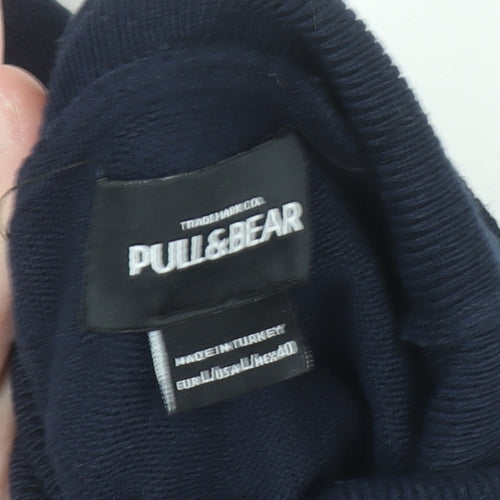 Pull & Bear Men's Blue Roll Neck Knit Jumper Size L
