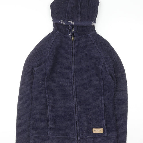 Weird Fish Women's Navy Blue Full Zip Hoodie Size 8 Cotton Blend