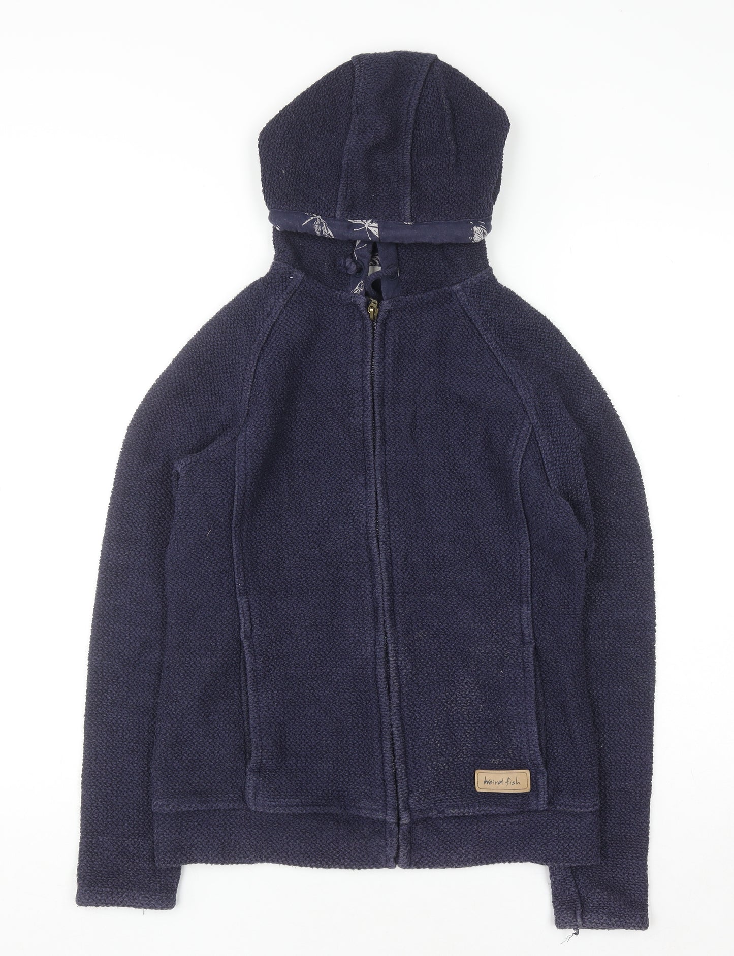 Weird Fish Women's Navy Blue Full Zip Hoodie Size 8 Cotton Blend