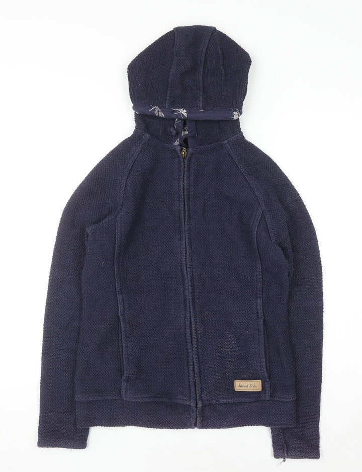 Weird Fish Women's Navy Blue Full Zip Hoodie Size 8 Cotton Blend