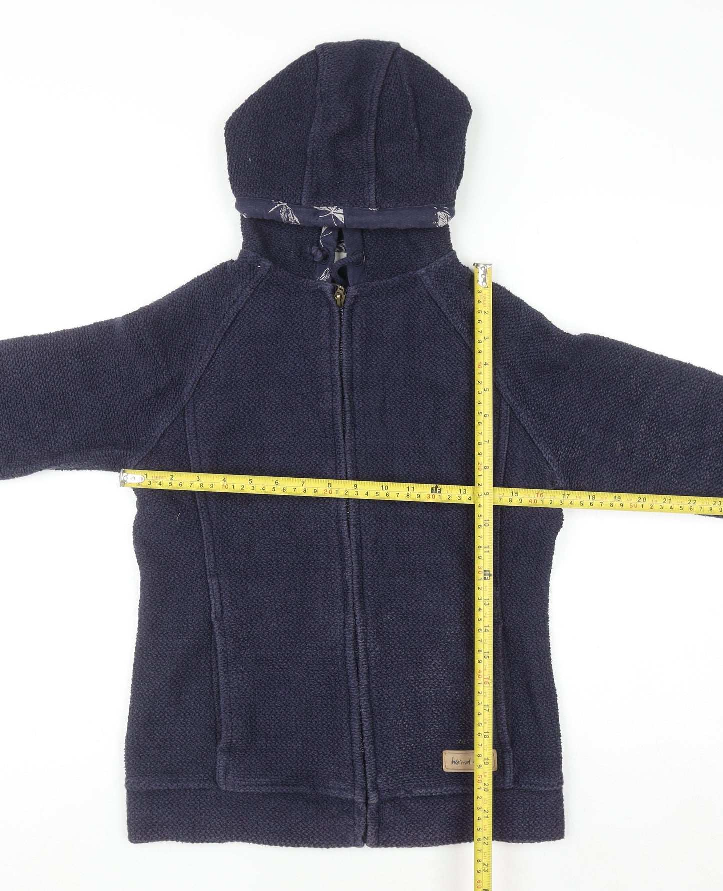 Weird Fish Women's Navy Blue Full Zip Hoodie Size 8 Cotton Blend