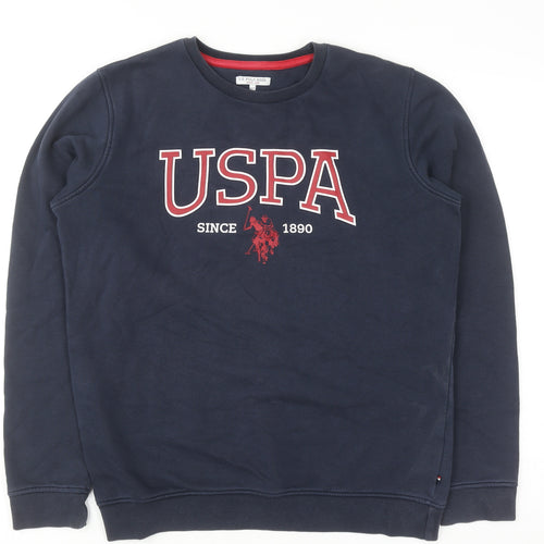 U.S. Polo Assn. Boys Blue 14-15 Years Pullover Sweatshirt Crew Neck