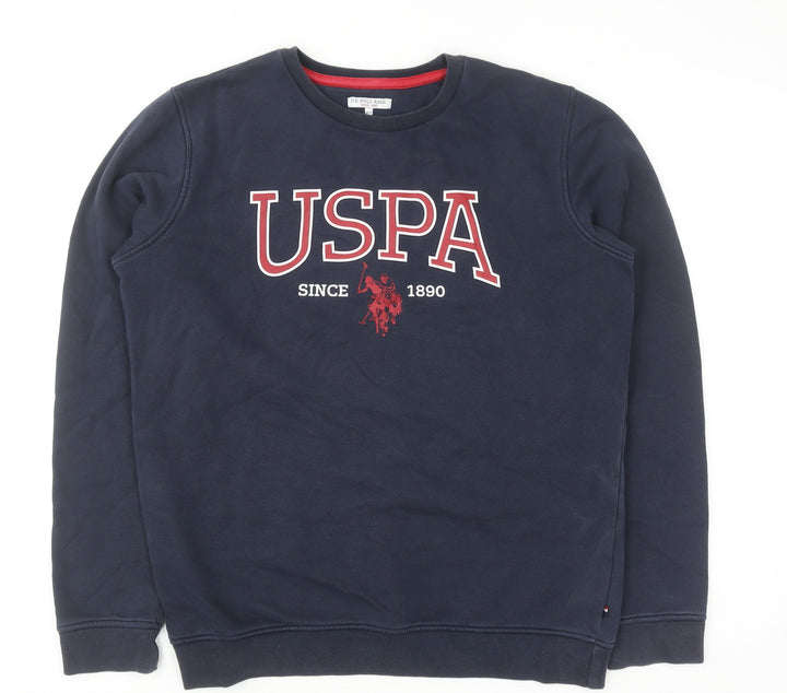 U.S. Polo Assn. Boys Blue 14-15 Years Pullover Sweatshirt Crew Neck