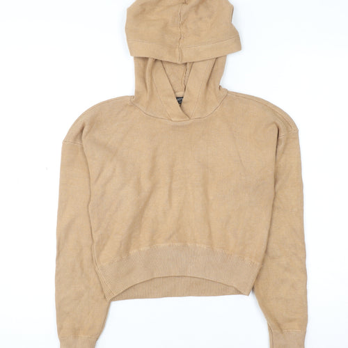 Brave Soul Women's Beige Hooded Pullover Knit Hoodie XS