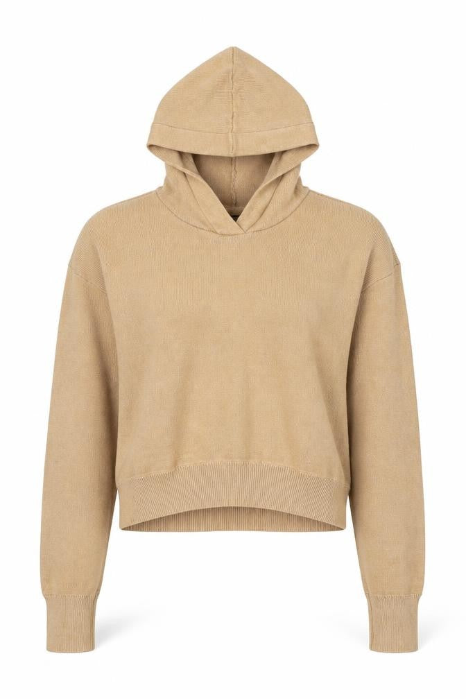 Brave Soul Women's Beige Hooded Pullover Knit Hoodie XS