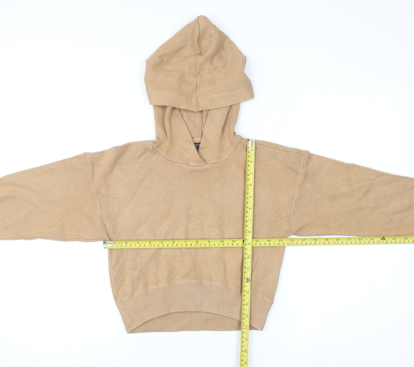 Brave Soul Women's Beige Hooded Pullover Knit Hoodie XS
