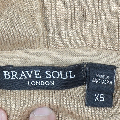 Brave Soul Women's Beige Hooded Pullover Knit Hoodie XS