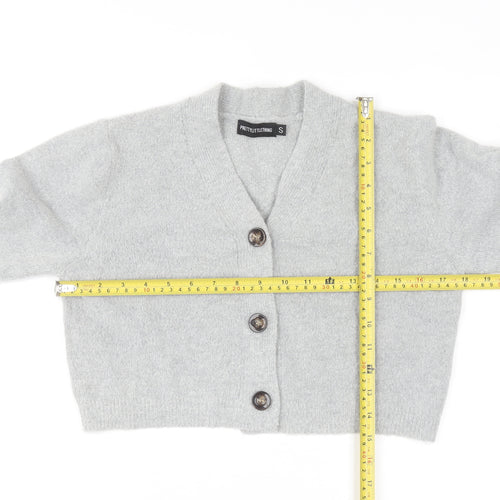 PrettyLittleThing Womens Grey V-Neck Long Sleeve Button Cardigan Size S