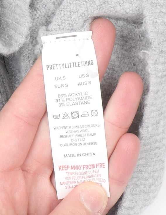 PrettyLittleThing Womens Grey V-Neck Long Sleeve Button Cardigan Size S