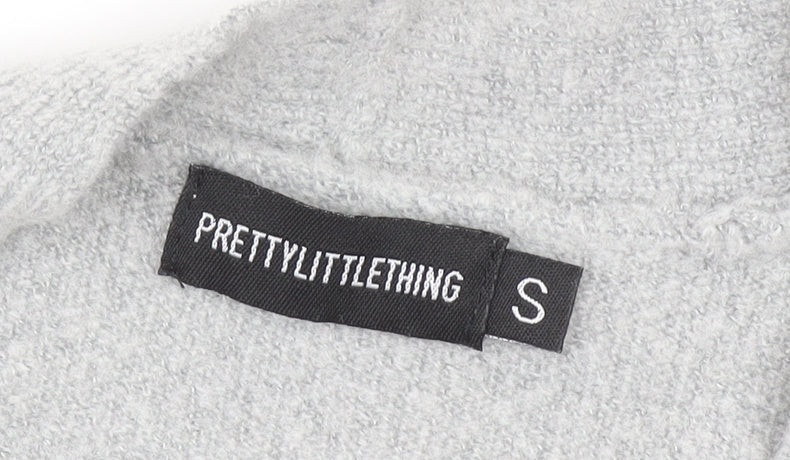 PrettyLittleThing Womens Grey V-Neck Long Sleeve Button Cardigan Size S