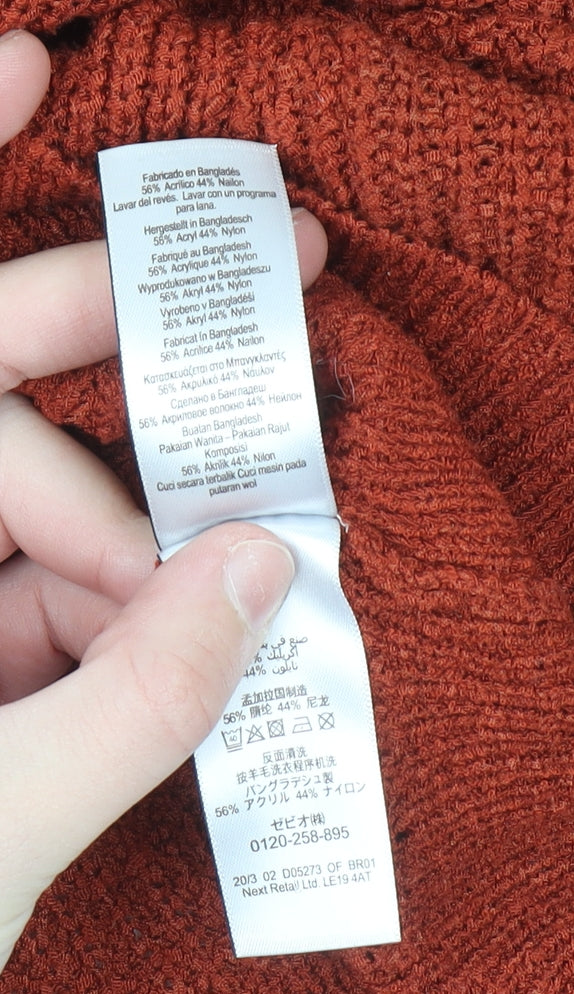 Next Women Brown Chunky Knit Button Cardigan Size M