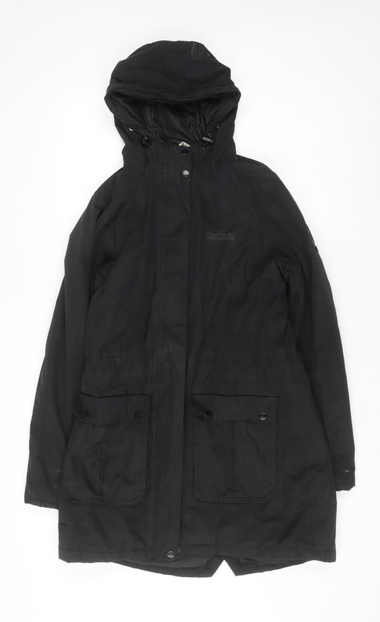 Regatta Womens Black Waterproof Parka Coat Size 10 Hooded Outdoor